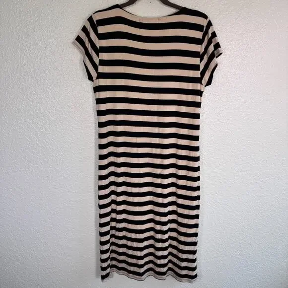 Rachel Parcell T Shirt Dress Womens XL Stripe Rayon Jersey Casual Soft Black Tan - Picture 2 of 11